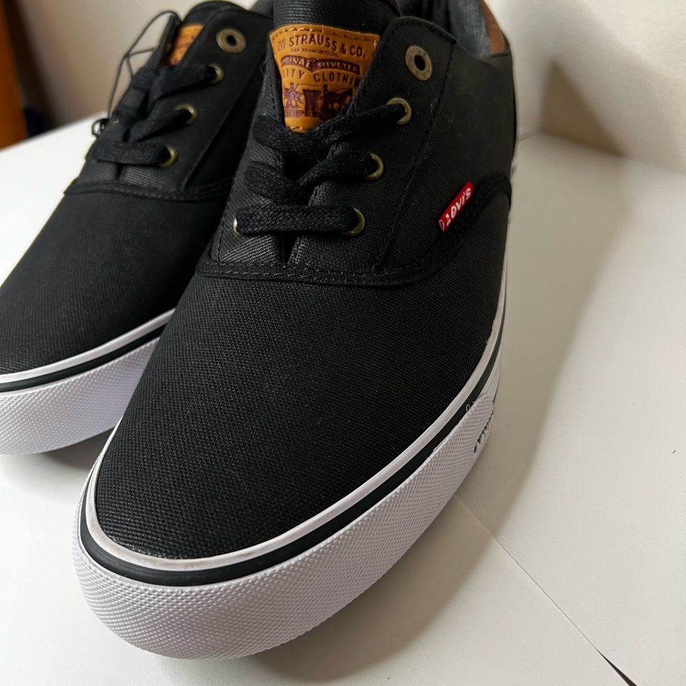 Levis N6205 Mens Black Ethan Canvas Sneakers Shoes Size US 11 EU 45